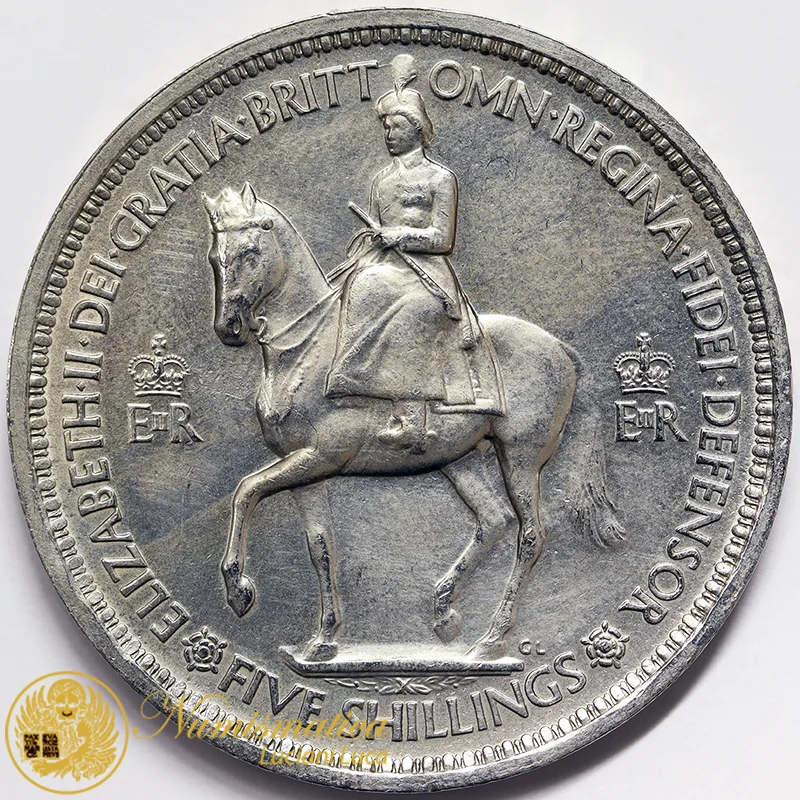 GRAN BRETAGNA 5 SHILLINGS 1953 INCORONAZIONE ELISABETTA II #4704