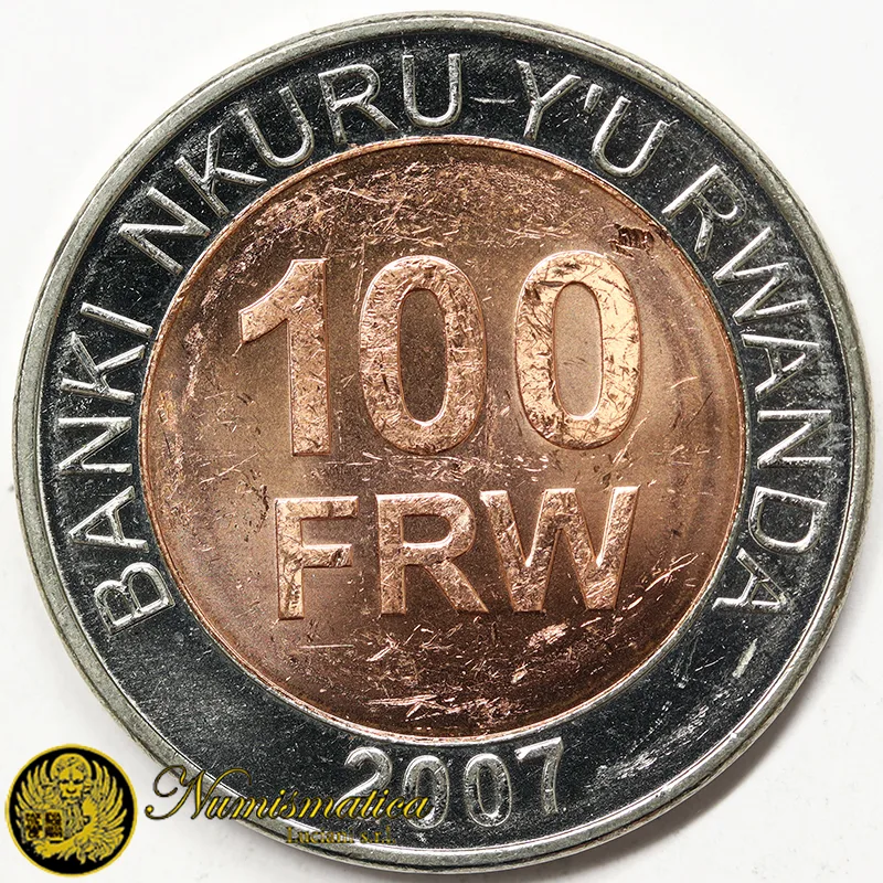 RUANDA 100 FRANCHI 2007 bimetallico Fdc §132