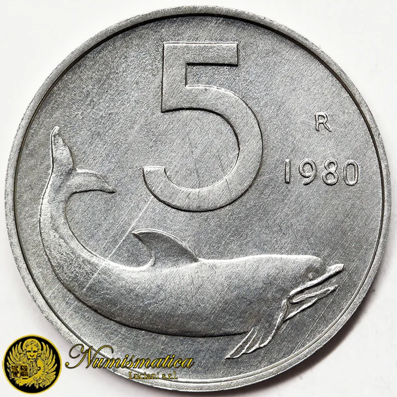 ITALIA 5 Lire 1980 italma Fdc da rotolino §426