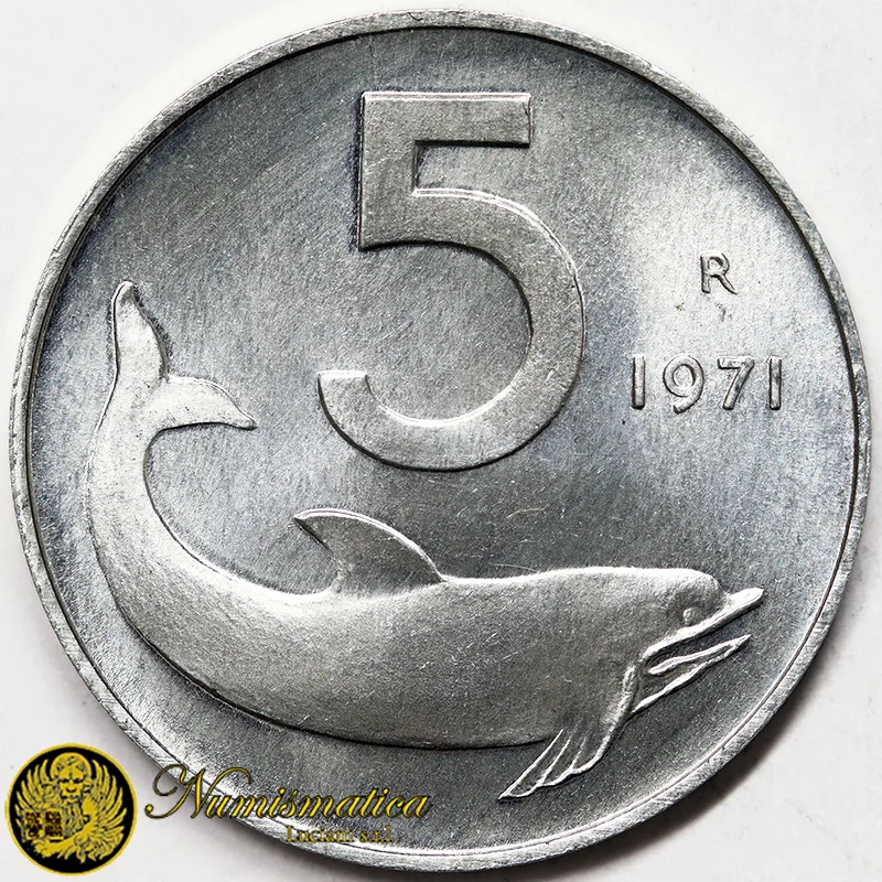 ITALIA 5 Lire 1971 italma Fdc da rotolino §429