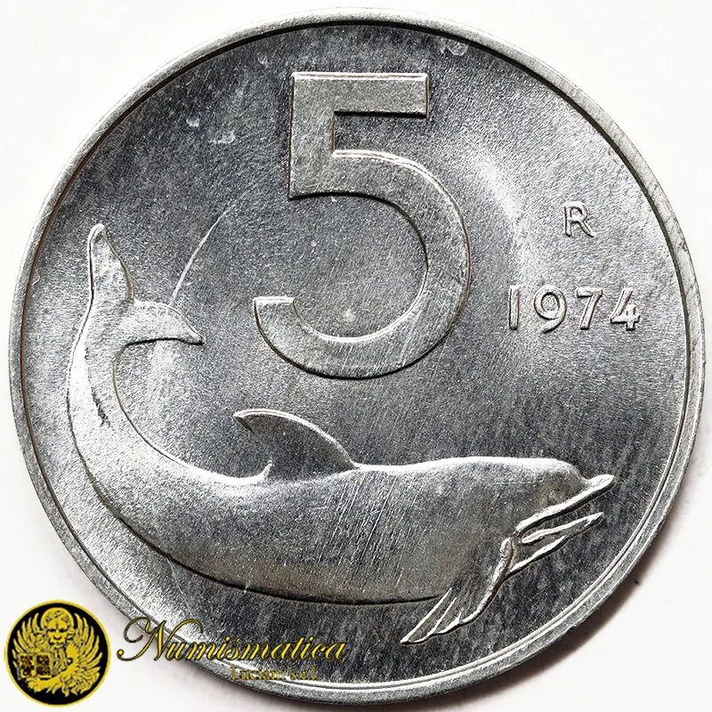 ITALIA 5 Lire 1974 italma Fdc da rotolino §432