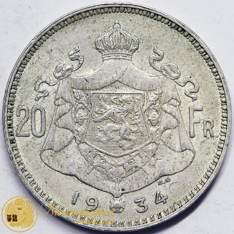 BELGIO 20 Franchi 1934 argento #5058