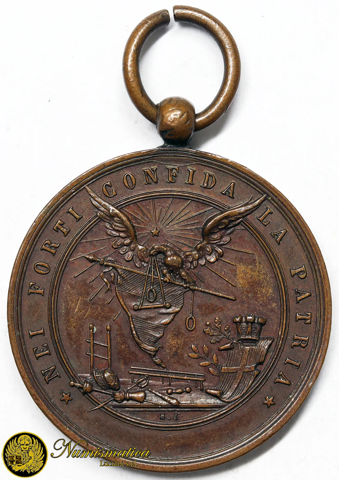 Medaglia Patriottica nei Forti confida la Patria  primi del “900 bronzo #MD664