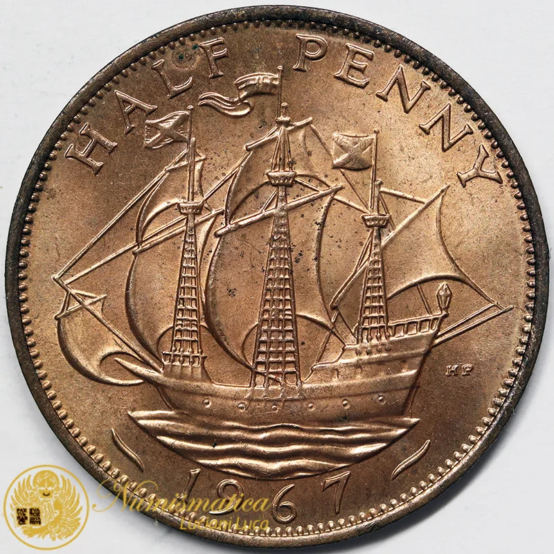 GRAN BRETAGNA 1/2 Penny 1967 Elisabetta II Fdc #5113