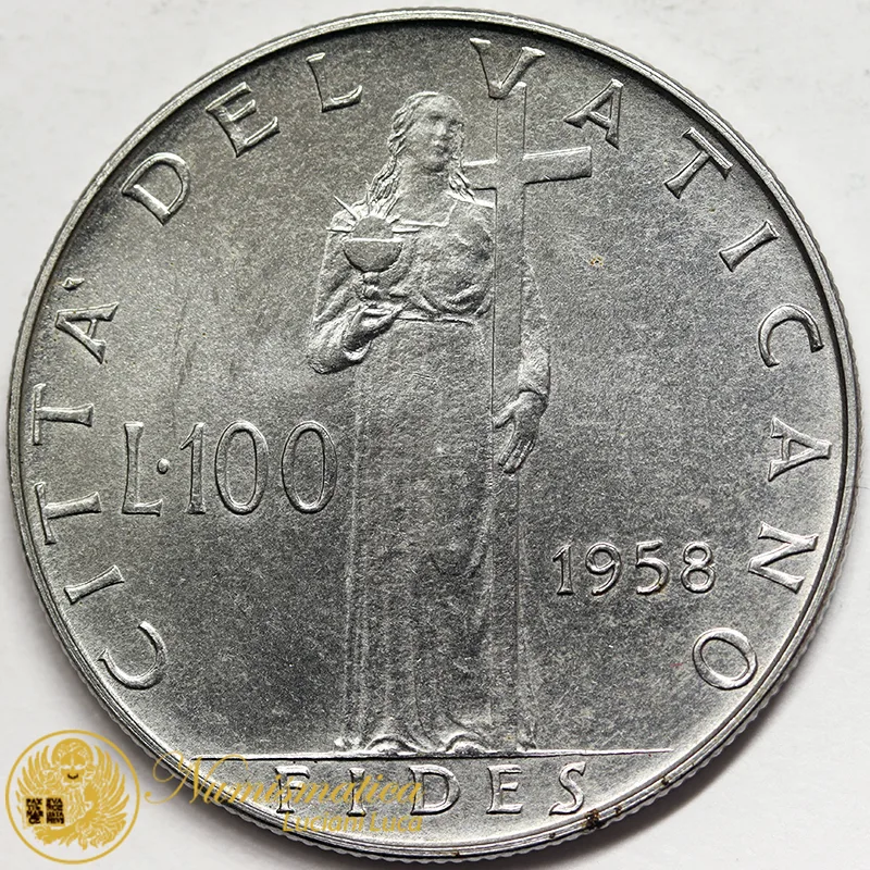 VATICANO 100 Lire 1958 Pio XII #5193