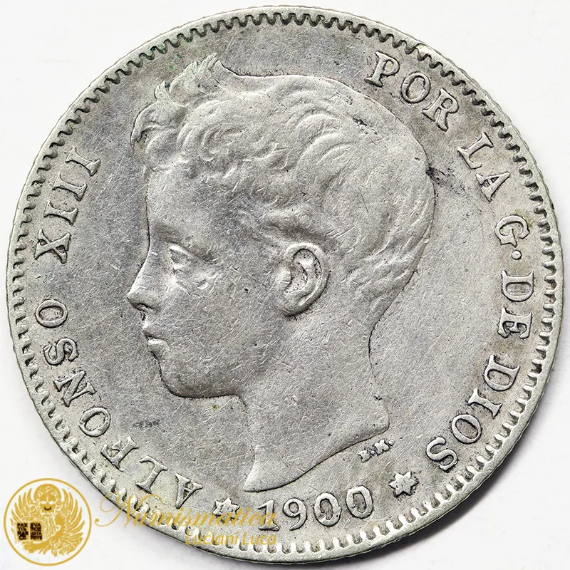 SPAGNA 1 Peseta 1900 SM-V Alfonso XIII #5266