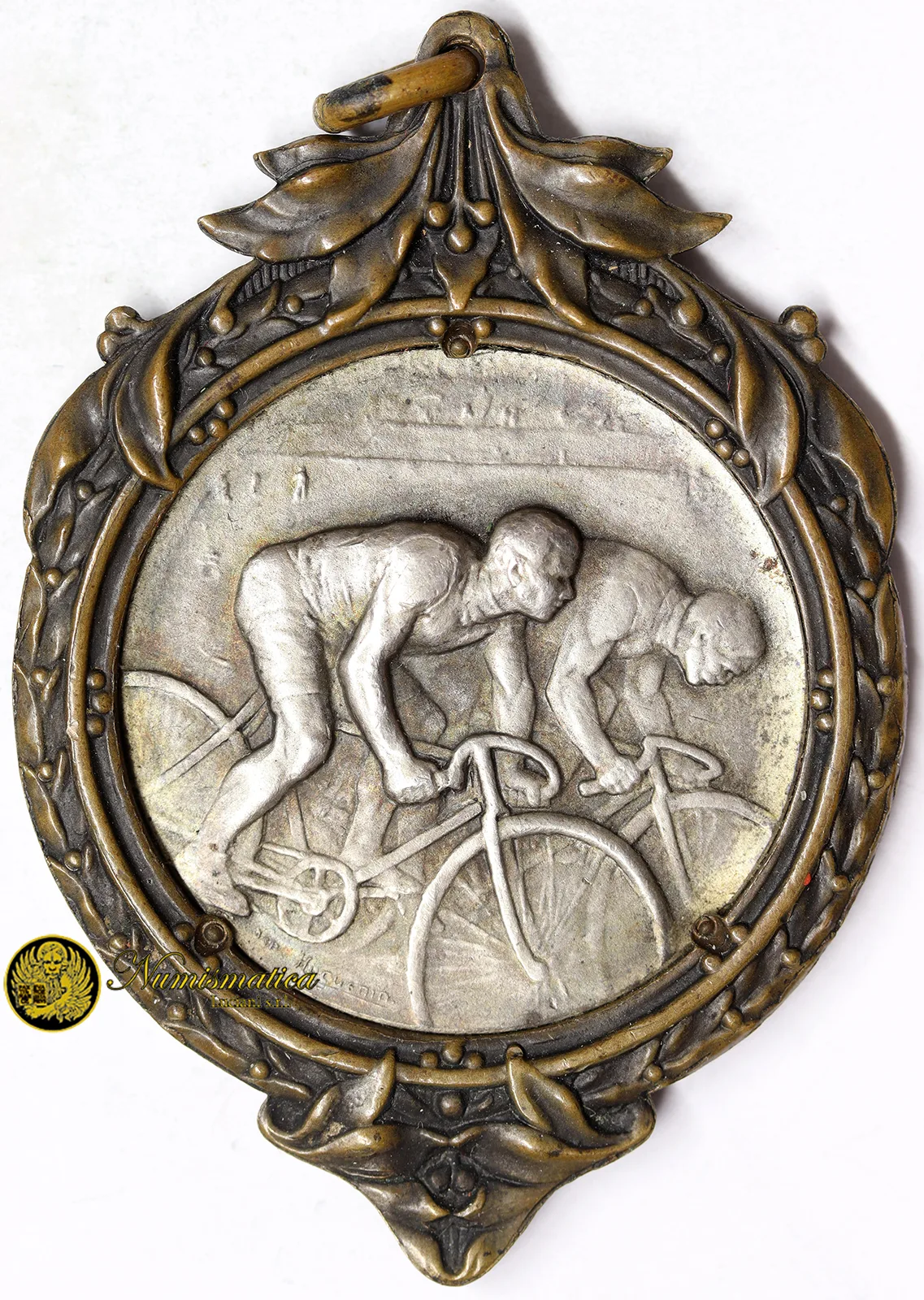 Medaglia Premio Gara Ciclistica Opus Huguenin con montatura Liberty 55×39 mm #319