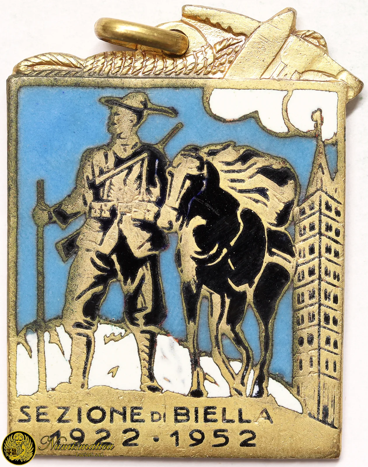 Medaglia Biella 1952 Mostra Nazionale Truppe Alpine d’Italia con smalti #445