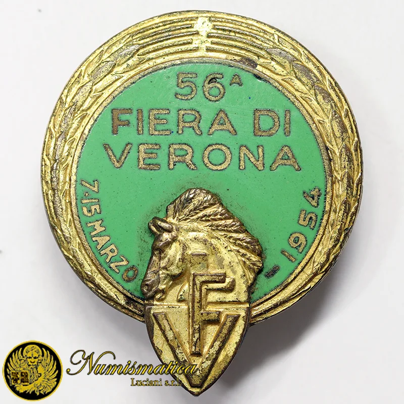 VERONA 1954 Spilla 56^ Fiera con smalti 30×25 mm #571
