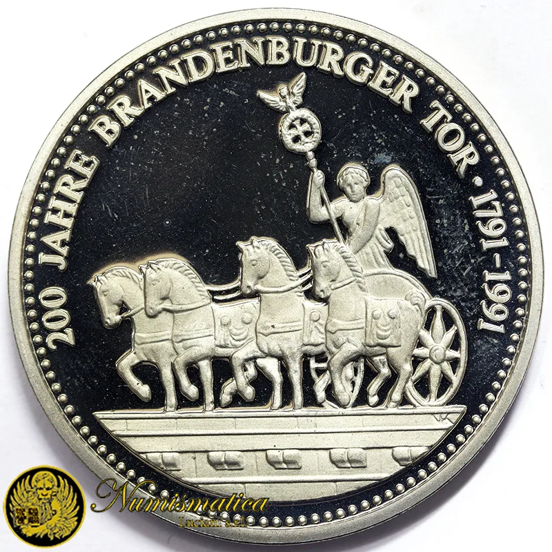 GERMANIA 1991 MEDAGLIA 200 ANNI PORTA BRANDEBURGO Ø 40 mm Metallo bianco #MDS45