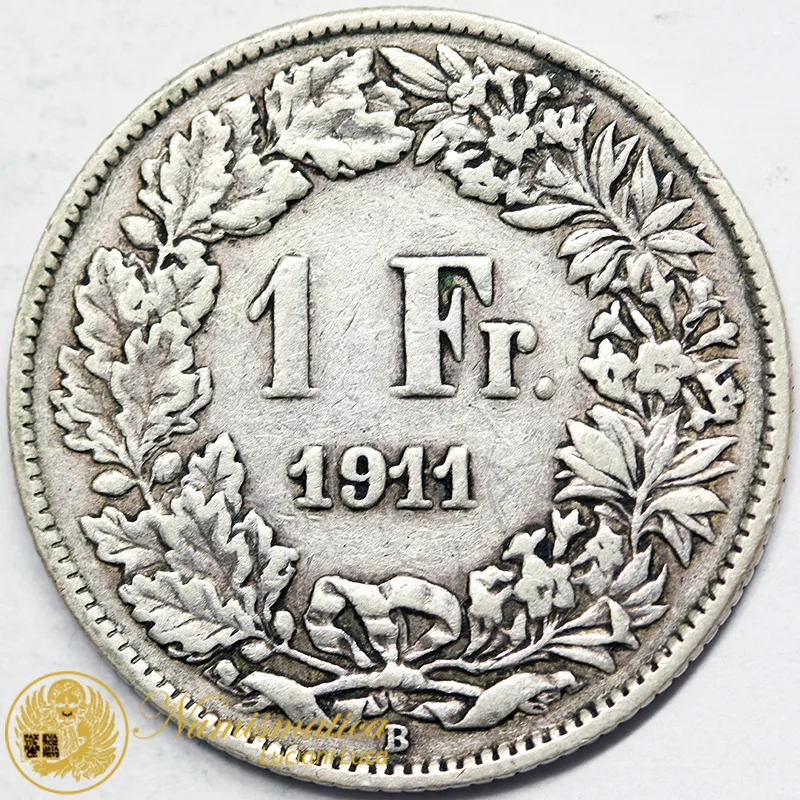SVIZZERA 1 Franco 1911 B argento Q.BB #5624