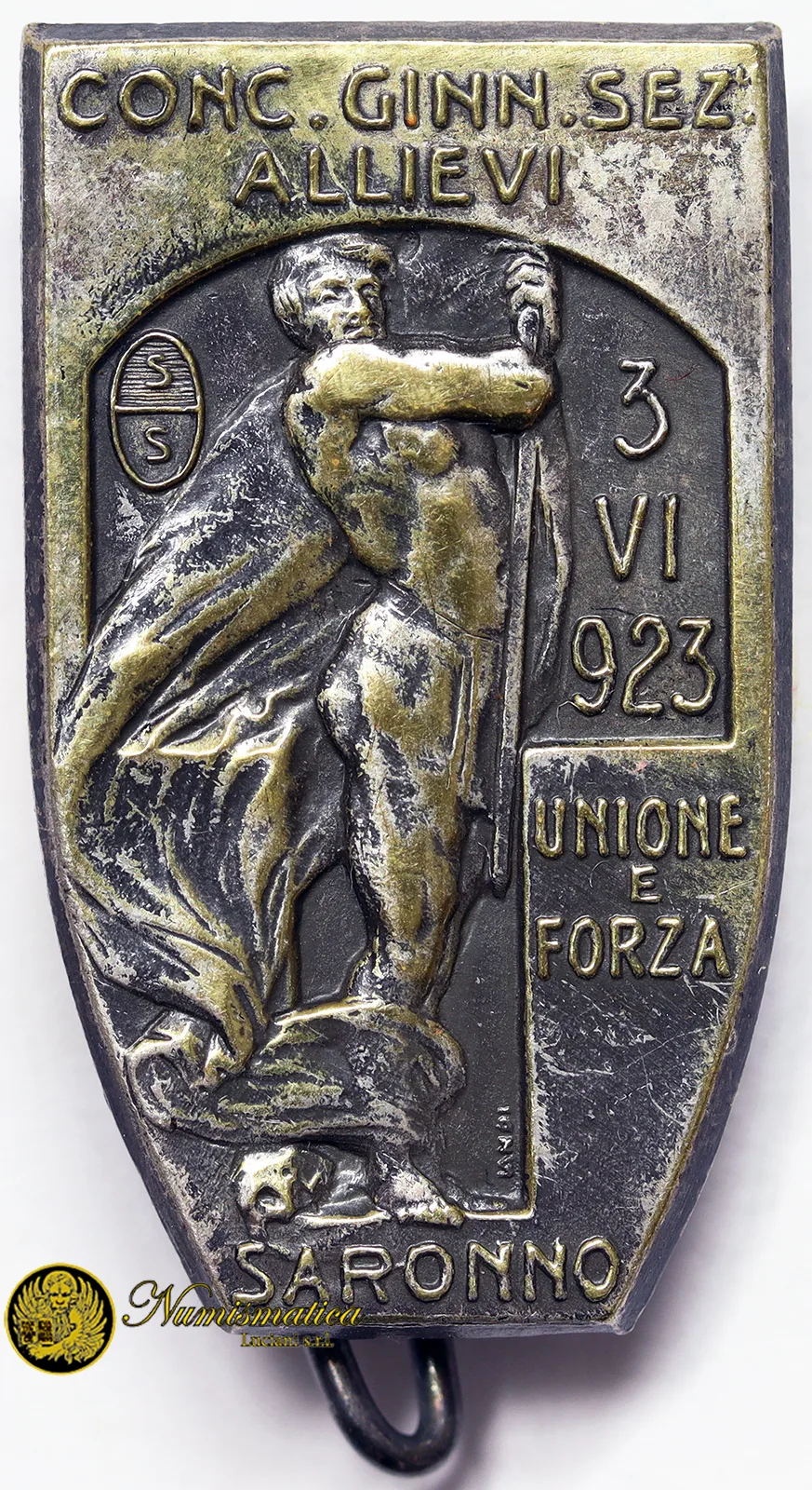 SPILLA Concorso Ginnico Sezione Allievi SARONNO 1923 con ago 30×18 mm #C156