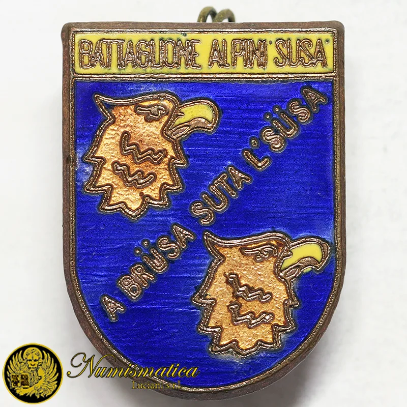SPILLA BADGE BATTAGLIONE ALPINI ” SUSA ” ANNI 60/70 con smalti rovinati 23×17 mm #C196