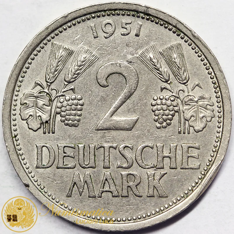 GERMANIA 2 Marchi 1951 J #5909