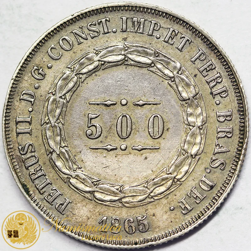 BRASILE 500 REIS 1865 argento (KM.464) #5937