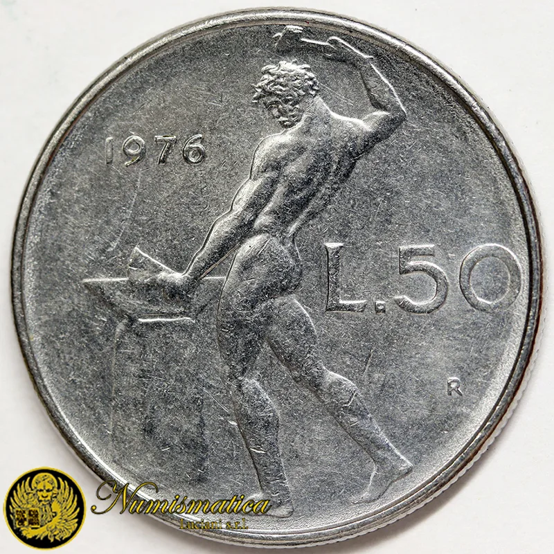 50 LIRE 1976 VULCANO REPUBBLICA ITALIANA Fdc da rotolino £6