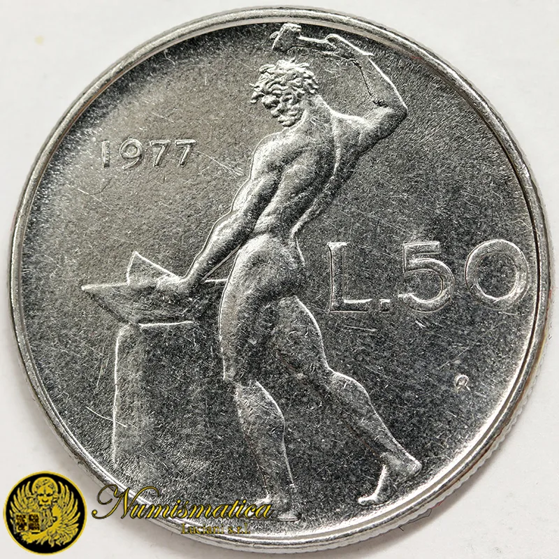 50 LIRE 1977 Vulcano REPUBBLICA ITALIANA Fdc (da rotolino) £7