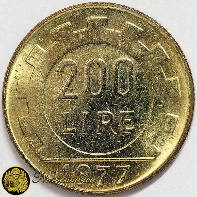 ITALIA 200 LIRE 1977 LAVORO Fdc (da rotolino) £25