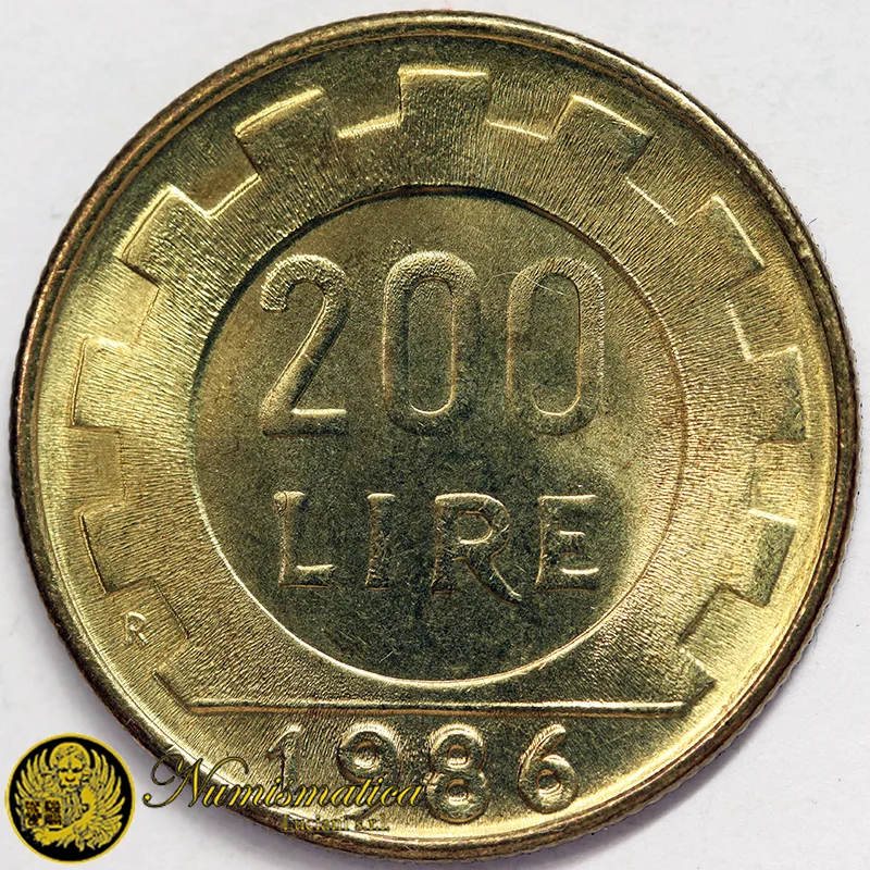 ITALIA 200 Lire 1986 LAVORO Fdc da rotolino £32