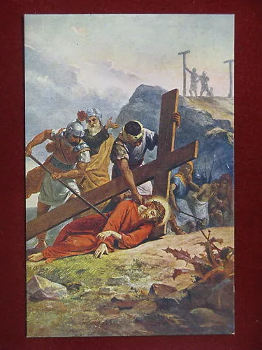 illustrata MORGARI L.  Via Crucis Stazione IX^no viaggiata anni 20 #8671