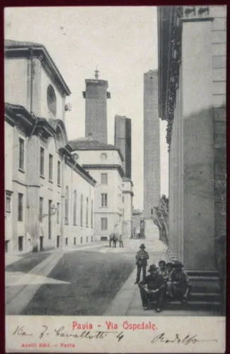 PAVIA  Via Ospedale,animata,viaggiata,fp,”900 .#1414