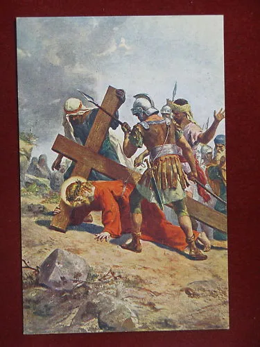 illustrata MORGARI L. Via Crucis Stazione VII^ no viaggiata anni 20 #8675