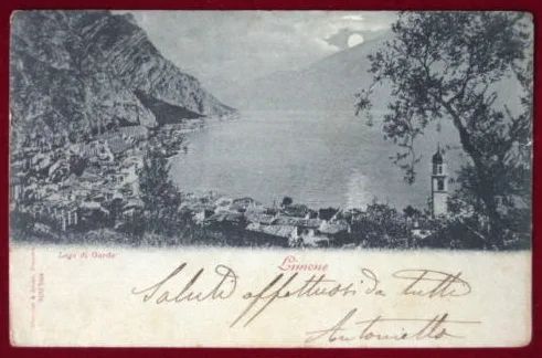 LIMONE LAGO DI GARDA SCORCIO ANNI 30 VIAGGIATA #1453