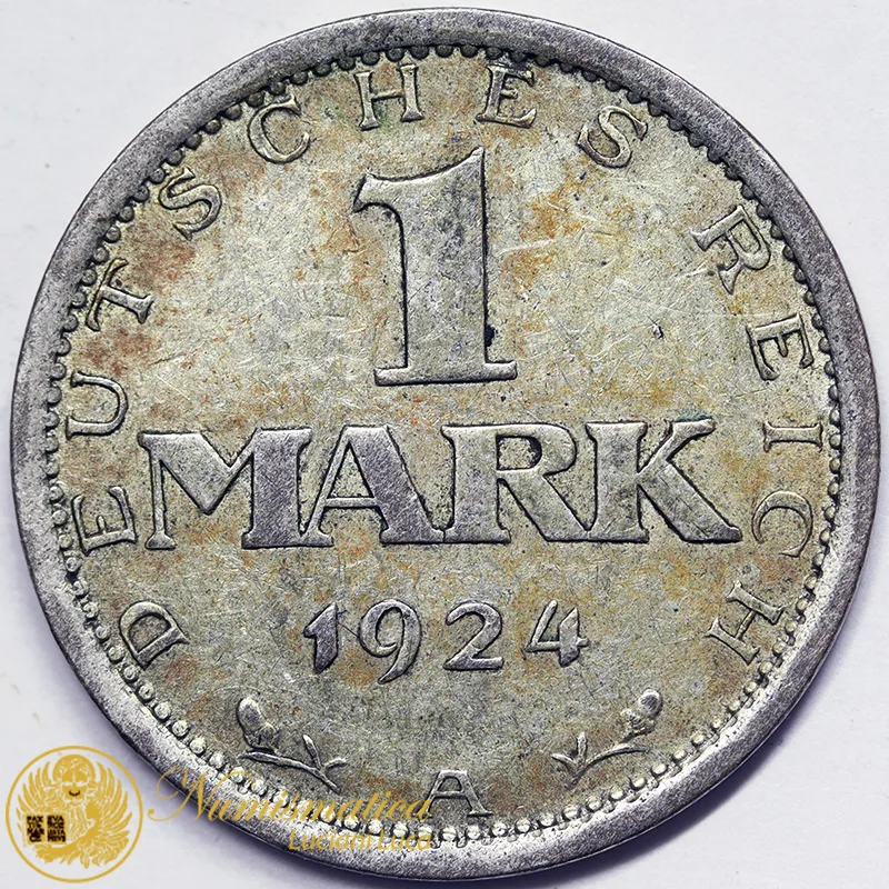 GERMANIA 1 Marco 1924 A REPUBBLICA WEIMAR Ag #5125