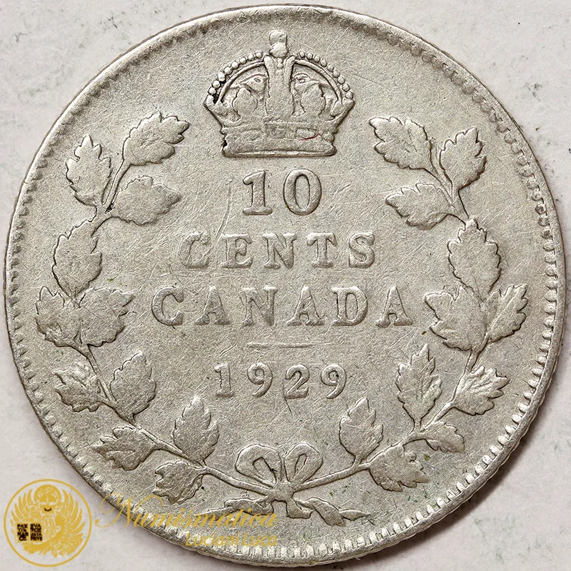 CANADA 10 Cents 1929 Giorgio V argento #1920