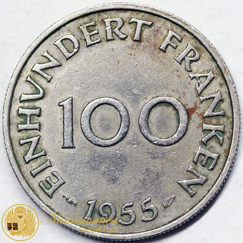 SAARLAND 100 FRANKEN 1955 #5644