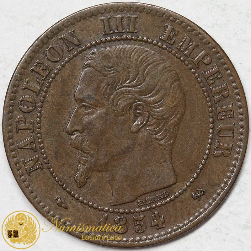 FRANCIA 2 Centesimi 1854 NAPOLEONE III ZECCA B Rouen #6729