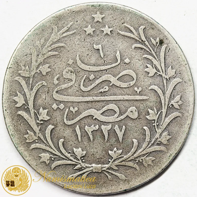 EGITTO 10 Qirsh AH1327/4 (1913) H argento #766