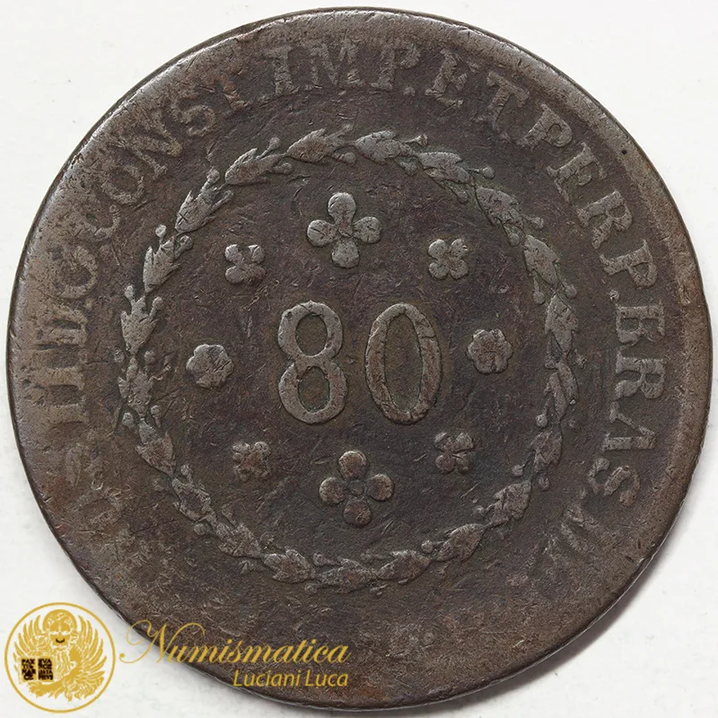 BRASILE Pedro I° 80 Reis 1826 R Rio de Janeiro #200