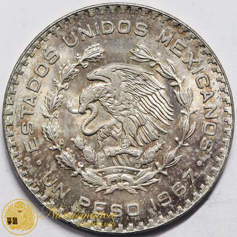 MESSICO 1 PESO 1967 Mo Tepalcate argento #223