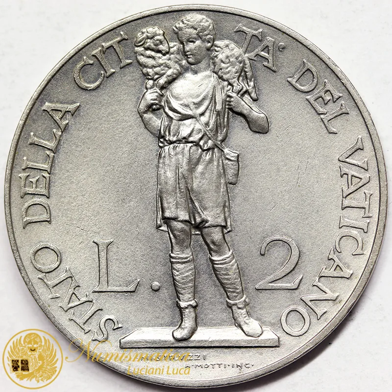 VATICANO 2 LIRE 1931 Anno X PAPA PIO XI #5299