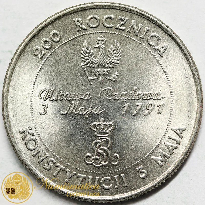 POLONIA 10000 ZLOTY 1991 200° Anniversario della Costituzione Nichel #901