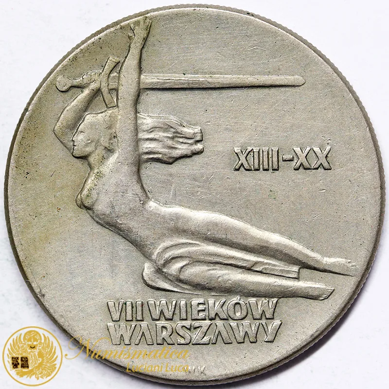 POLONIA 10 ZLOTY 1965 700° anniversario di Varsavia Nichel #903