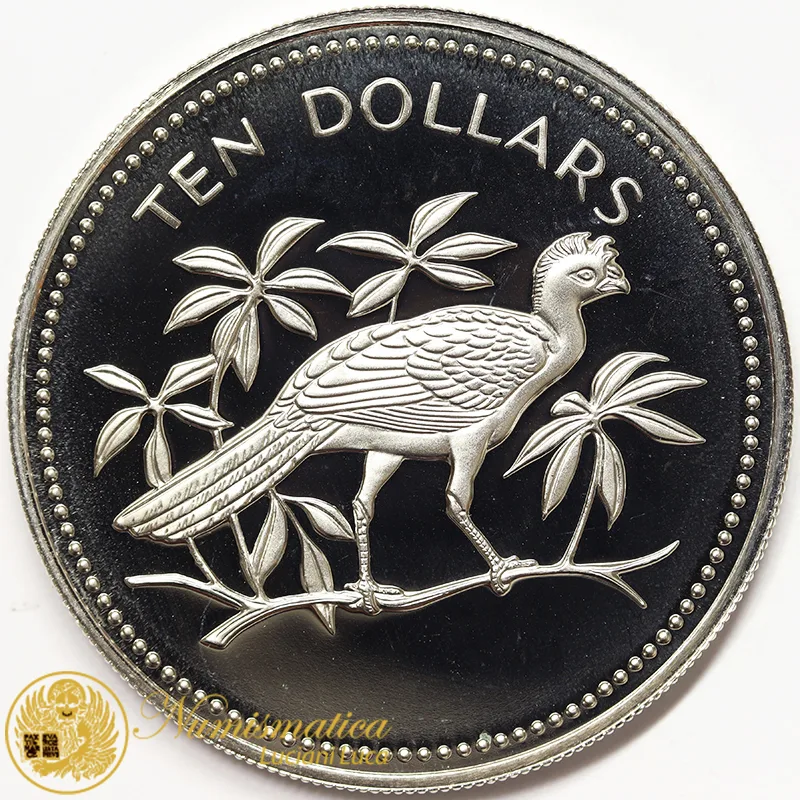 Belize 10 Dollari 1976 NICHEL Proof #606
