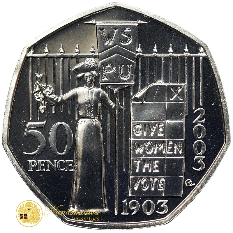 GRAN BRETAGNA 50 Pence 2003 100° anniversario della WSPU FDC BU #4321