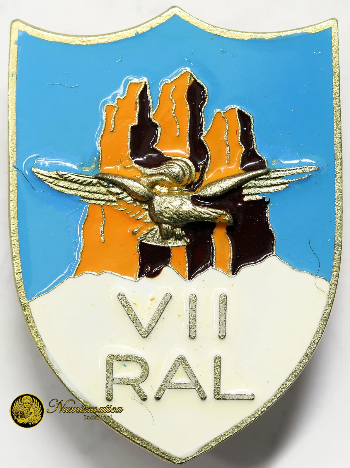 Distintivo VII° Reparto Aeronautica Leggera RAL Alpini 37×27 mm #MDS165