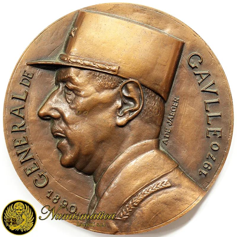 Medaglia inaugurazione del Memoriale del Presidente e Generale Francese Charles de Gaulle 1978 Opus: A. De Jaeger Ø 90 mm #PL266