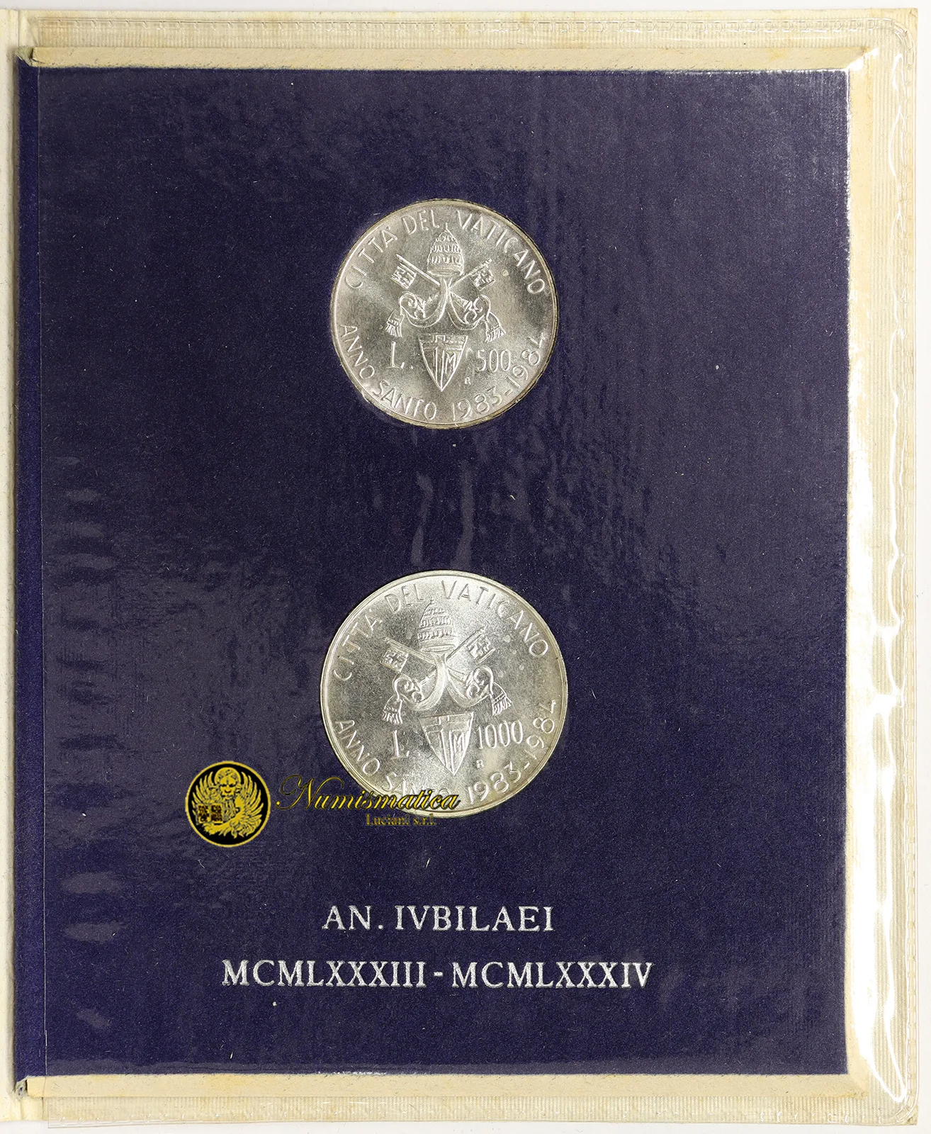 VATICANO Dittico 500 e 1000 Lire 1983-84 Anno Santo Giovanni Paolo II Fdc Argento [131]