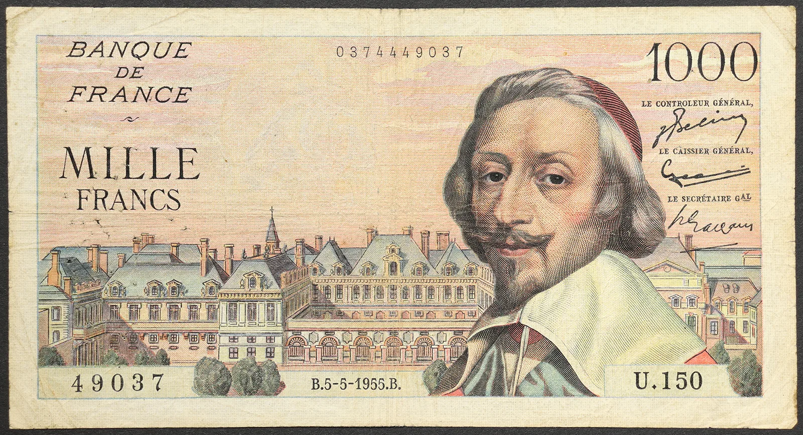 FRANCIA 1000 Franchi 1955 BB Richelieu Pick#134a #B698