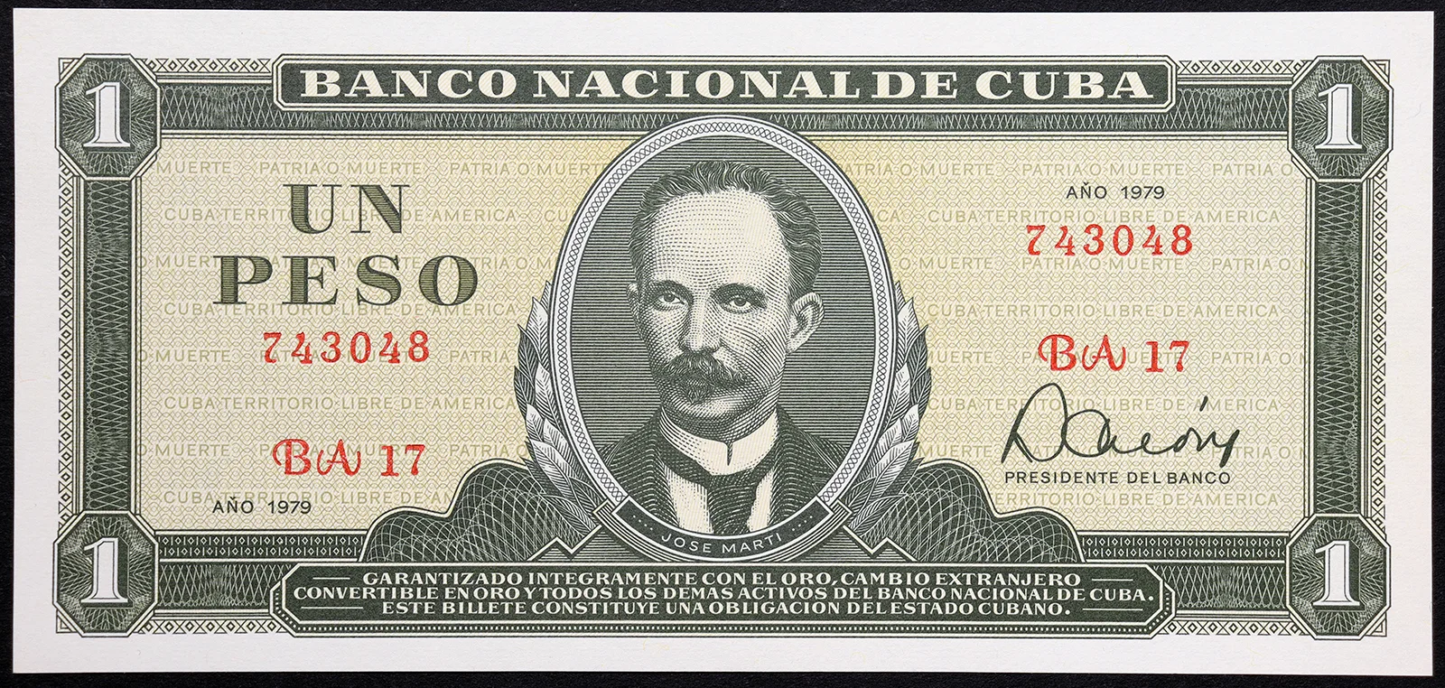 CUBA 1 Peso 1979 FDS Pick#102b #B679