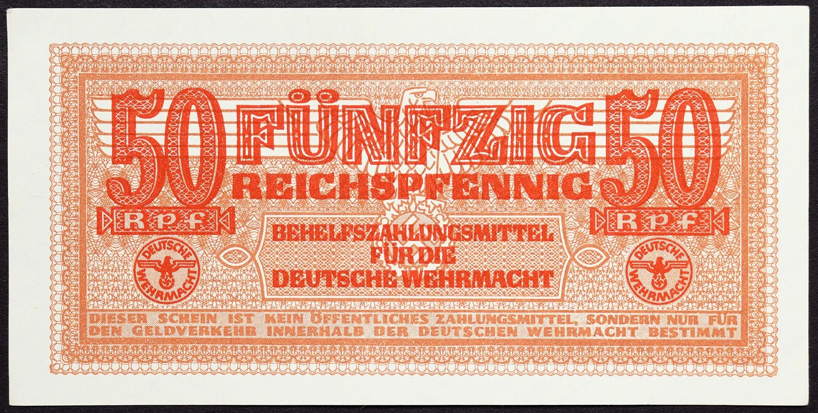 GERMANIA 50 Reichspfennig 1942 Terzo Reich Wehrmacht FDS Pick#M35 #B1431
