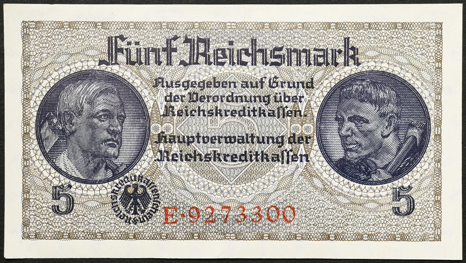 GERMANIA 5 Reichsmark 1940-45 Terzo Reich FDS Pick#R138a #B1447