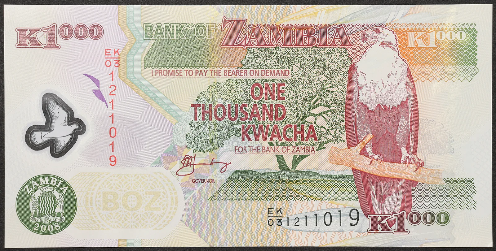 ZAMBIA 1000 Kwacha 2008 XF Pick#44f #B1066