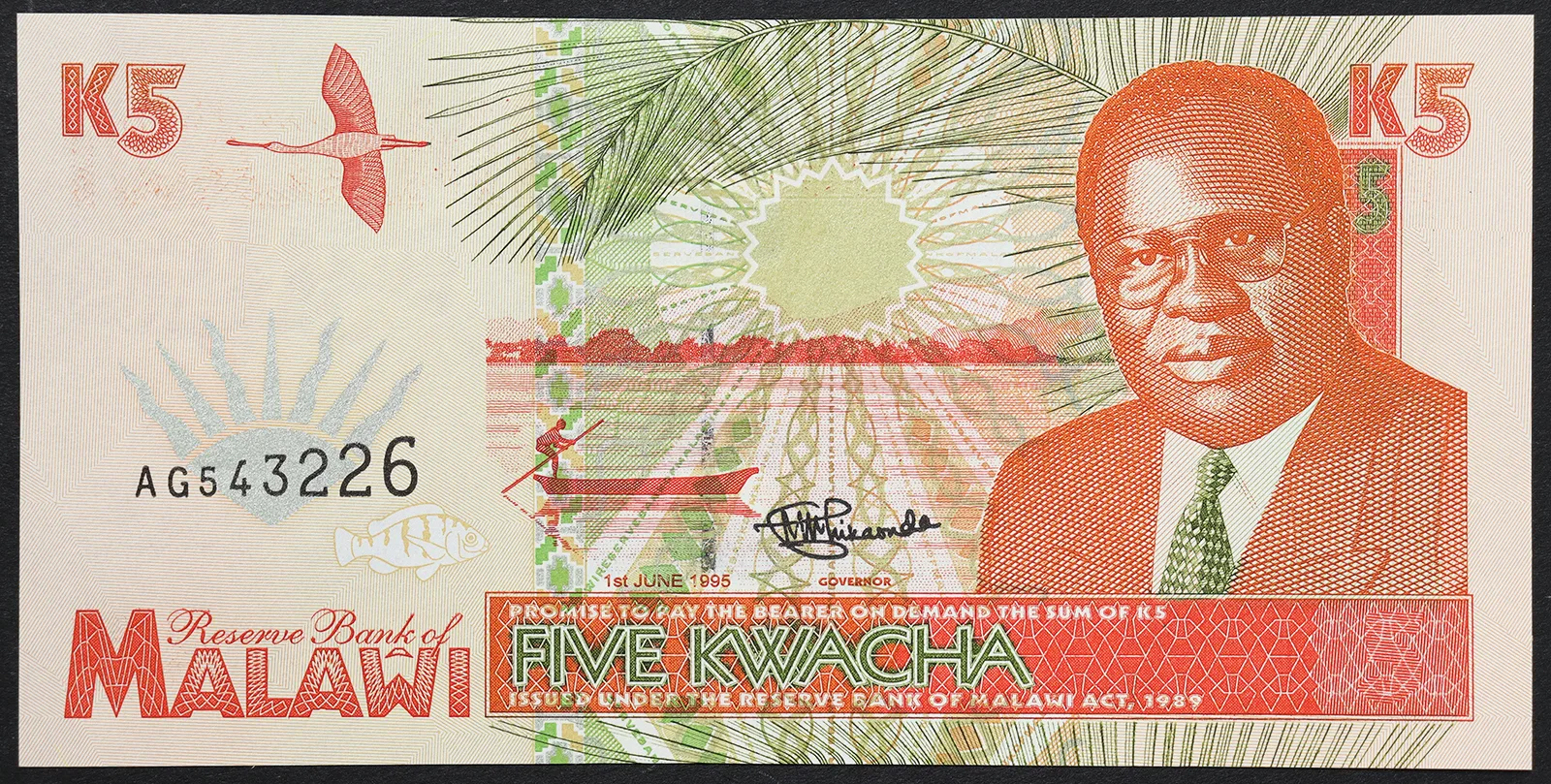MALAWI 5 Kwacha 1995 FDS Pick#30 #B1114