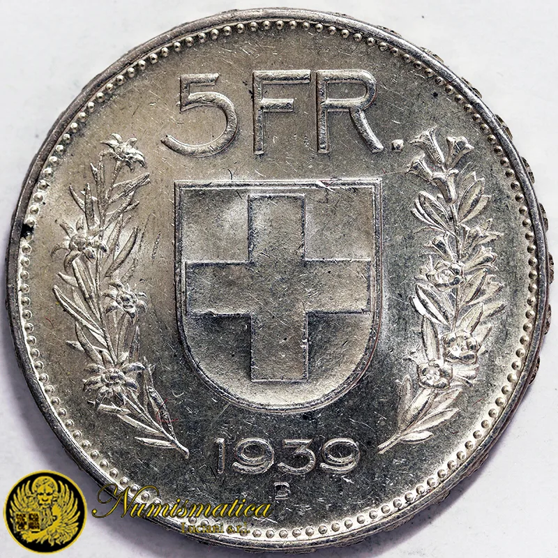 SVIZZERA 5 Franchi 1939 B Argento FDC #946