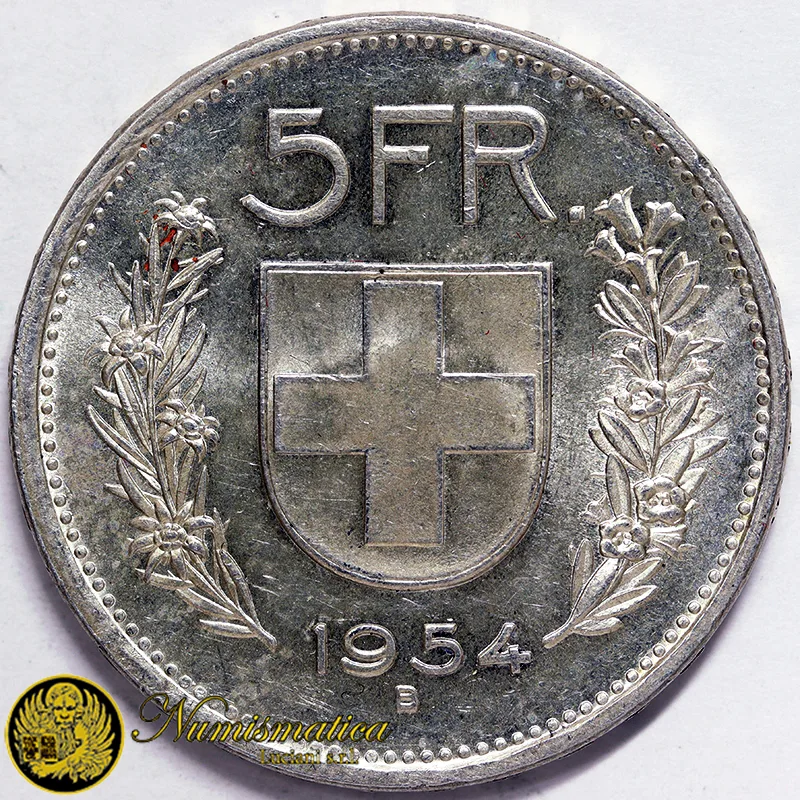 SVIZZERA 5 Franchi 1954 B Argento FDC #945